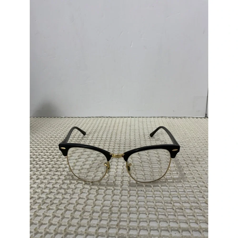 Rayban Clubmaster RB 3016 Glasses Black Gold Round Frames Only Slightly Bent‎